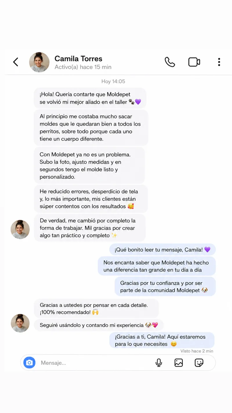 Experiencia de Camila con MoldePet