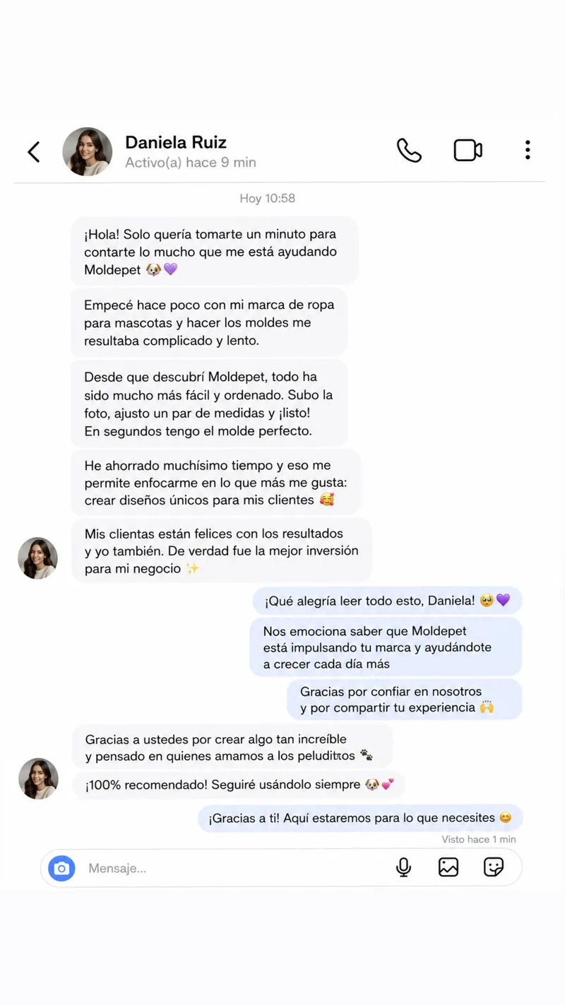 Experiencia de Daniela con MoldePet