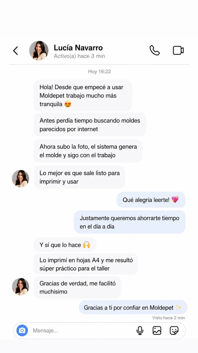 Experiencia de Lucía con MoldePet
